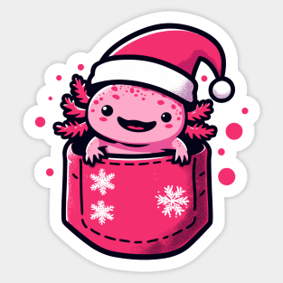 Kawaii christmas axolotl in pocket Sticker